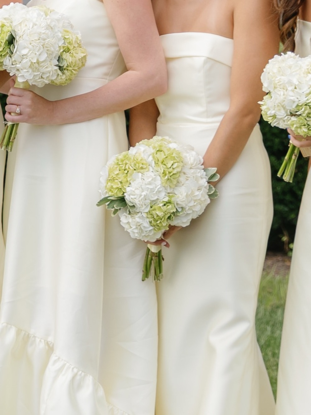 ALFRED SUNG Cream Strapless Satin Wedding Gown